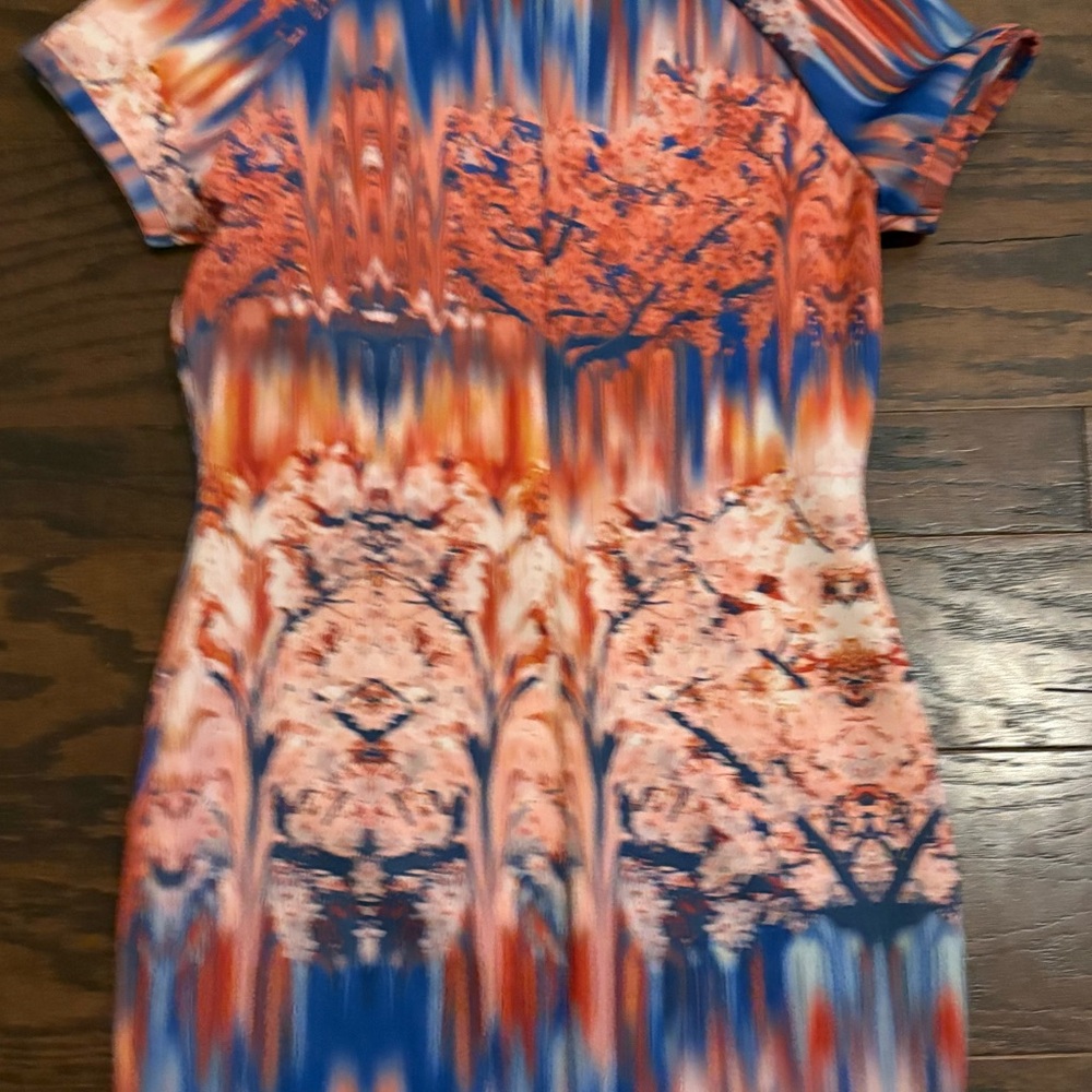 Zara Orange and Blue Bodycon Mini Dress